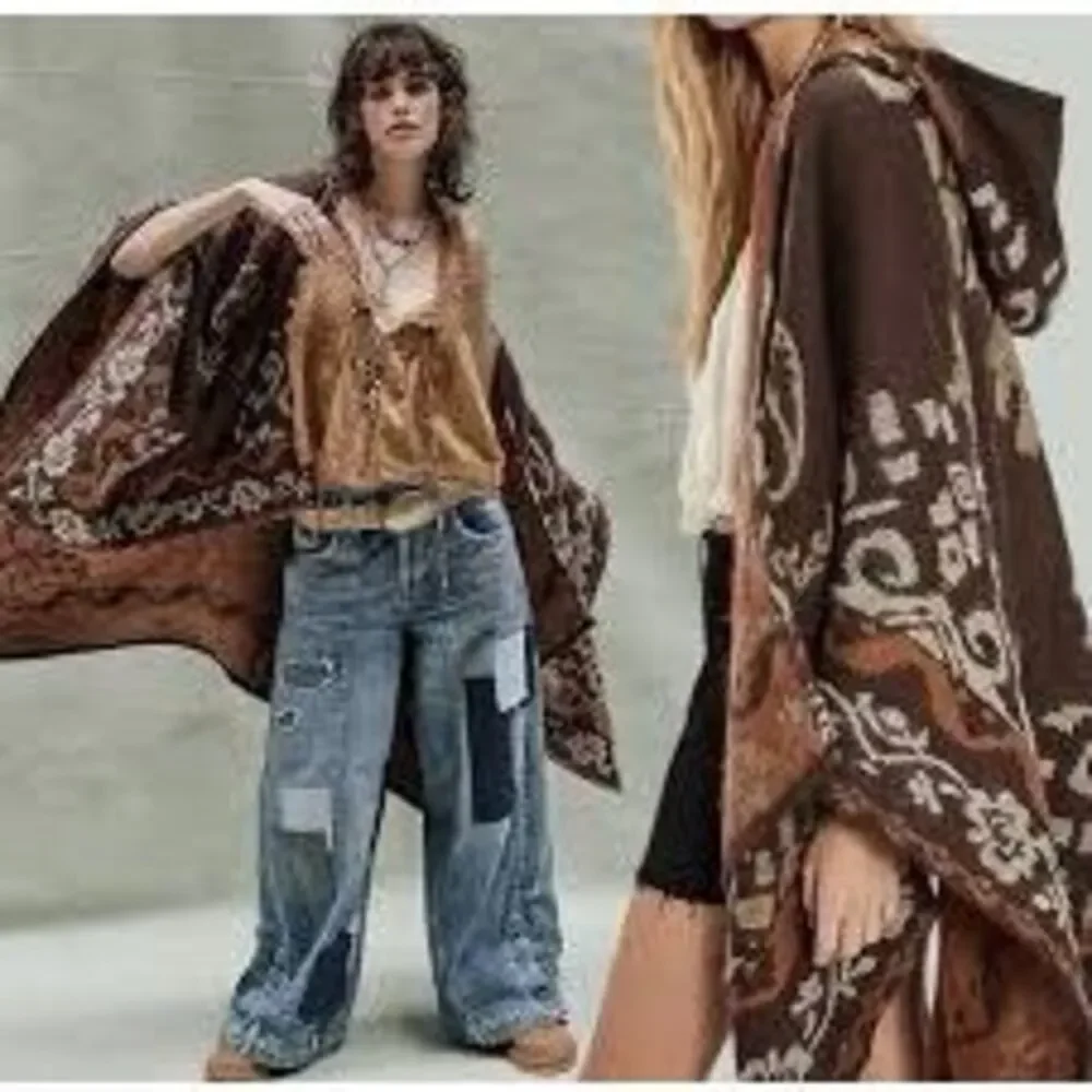 Free People Brown Printed Duster Top